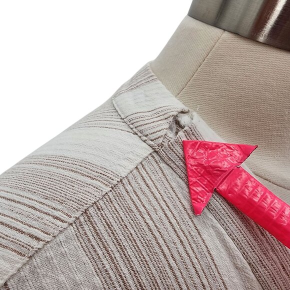 Free People Womens Medium Dress Midi Tunic V-Neck Striped Ivory Boho Hippie - Picture 7 of 14